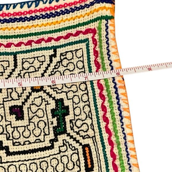 Geometric brightly colored Peruvian shipibo bag hand embroidered amazon jungle - Picture 3 of 7